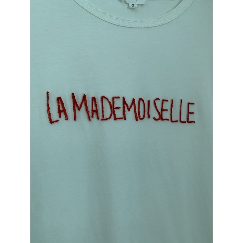 A Loves A La Mademoiselle Tshirt Sz M White Short Sleeve French Girl Paris Basic - Picture 2 of 8